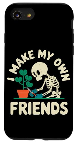 I Make My Own Friends Skelett Pflanze Goth Humor Hülle für iPhone SE (2020) / 7 / 8 von Gartenarbeit Dark Humor Vintage Lustiges Geschenk