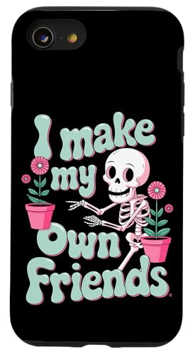 I Make My Own Friends Skelett Pflanze Goth Humor Hülle für iPhone SE (2020) / 7 / 8 von Gartenarbeit Dark Humor Vintage Lustiges Geschenk