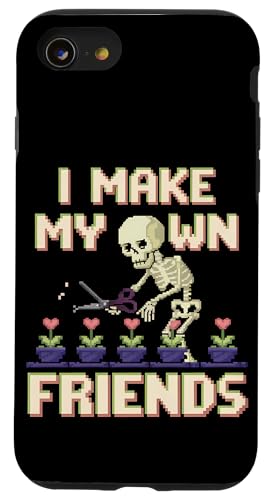 I Make My Own Friends Skelett Pflanze Goth Humor Hülle für iPhone SE (2020) / 7 / 8 von Gartenarbeit Dark Humor Vintage Lustiges Geschenk