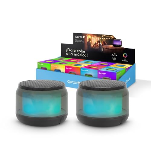 Garza - Pack 2 Tragbarer kabelloser Bluetooth 5.1/Micro SD-Lautsprecher mit 15 mehrfarbigen LED-Lichtmodi, 360°-Sound und Freisprechfunktion Garza - Pack 2 Tragbarer kabelloser Bluetooth 5.1/Micro SD-Lautsprecher mit 15 mehrfarbigen LED-Lichtmodi, 360°-Sound und Freisprechfunktion von Garza