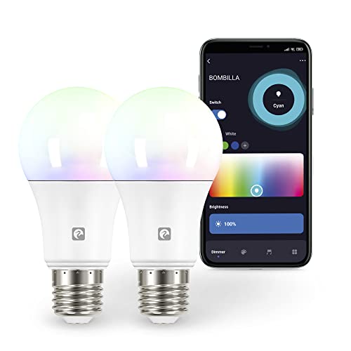 Garza - 2 Pack Wifi Smart LED Bulb Standard A60, 11W (entspricht 75W Glühbirne), E27, RGB + CCT, dimmbar, programmierbar, Sprach- und App-Steuerung, Alexa/Google, WiFi 2.4GHz von Garza
