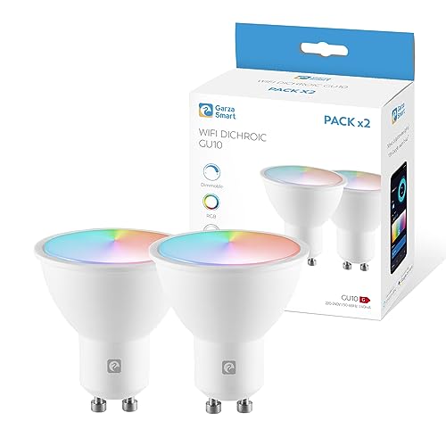 Garza - Pack 2 LED Smart Bulb Wifi GU10 5W (40W Äquivalent) RGB+CCT, dimmbar, programmierbar, Sprach- und App-Steuerung (Alexa/Google Home), Wifi 2,4 GHz von Garza