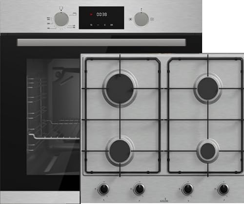 Einbau-Gasherdset mit Backofenumluft und Gaskochfeld, 69 Liter, 60 cm, 4 Brenner, Edelstahl Einbau-Gasherdset mit Backofenumluft und Gaskochfeld, 69 Liter, 60 cm, 4 Brenner, Edelstahl von Gasline