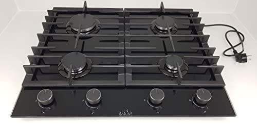 Gasline Einbau Gasherd, 4 flammig, Gaskochfeld, Glaskeramik GAG60GLG Schwarz, Sabaf-Brenner, Erdgas/Propangas, Elektrische 1-Handzündung, Thermoelektrische Zündsicherung Gasline Einbau Gasherd, 4 flammig, Gaskochfeld, Glaskeramik GAG60GLG Schwarz, Sabaf-Brenner, Erdgas/Propangas, Elektrische 1-Handzündung, Thermoelektrische Zündsicherung von Gasline