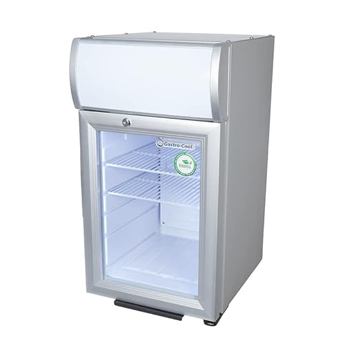 Gastro-Cool Displaykühlschrank, Werbekühlschrank, Minikühlschrank, silber-weiß, LED, GCDC25 von Gastro-Cool