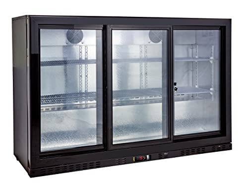GastroHero Barkühlschrank ECO 320 mit Schiebetüren schwarz Gastronomiebedarf von GastroHero