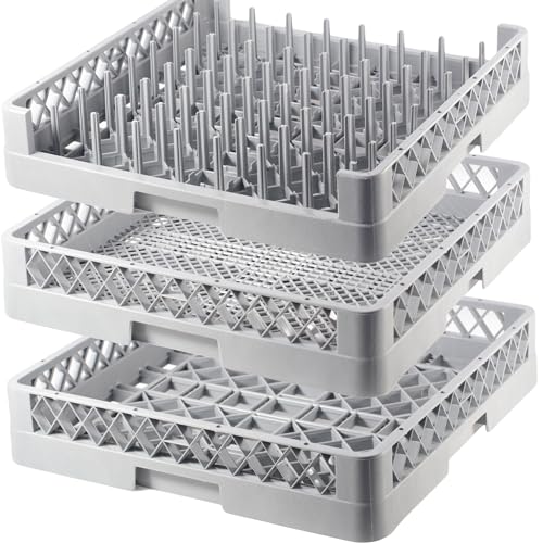 Gastronette 3 Set Spülkörbe Spülkorb für Bestecke Tabletts Gläser Geschirr GN Bleche Tassen mit 64 Finger Korb 50x50 Besteckkorb Spülmaschinenkorb Geschirrspülkorb für gewerbliche Spülmaschinen von Gastronette