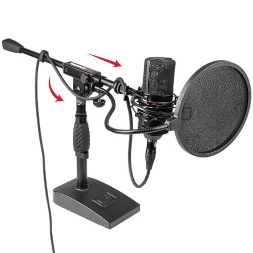 Gator Frameworks Mikrofon-Armständer mit kurzem Gewichtssockel, mit einschichtigem Pop-Filter (GFW-MIC0821-POP), Schwarz von Gator
