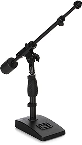 Gator Frameworks Kurzer beschwerter Mikrofonständer mit Teleskoparm und 2,5 lbs Gegengewicht; ideal für Desktop, Aufnahme und Streaming (GFW-MIC-0822) von Gator