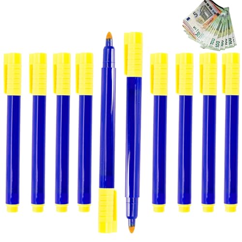10 Stück Geldscheinprüfer Stift, Falschgeld Prüfer Stift, für Us-Dollar, Euro, Pfund, Yen, Won Usw, Weit Verbreitet in Banken, Zeitungskiosken, Einzelhandelsgeschäften, Wechselstuben von Gatphy