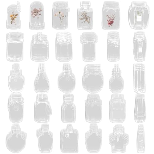 120 Stück Blumen Lesezeichen Transparent, 30 Form DIY Blossom Tabs, Glasflasche Wunschflasche Blumensammlung Transparentes Lesezeichen für Getrocknete Blumenexemplare Notizbücher 120 Stück Blumen Lesezeichen Transparent, 30 Form DIY Blossom Tabs, Glasflasche Wunschflasche Blumensammlung Transparentes Lesezeichen für Getrocknete Blumenexemplare Notizbücher von Gatphy
