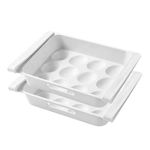 2Er-Box Kühlschrank Aufbewahrungsbox Eierschublade für Kühlschrank Platzsparer Speisekammerorganisatoren für Kühlschränke Eisbehälter Lebensmittel Aufbewahrungskiste schärfer Weiß von Gatuida