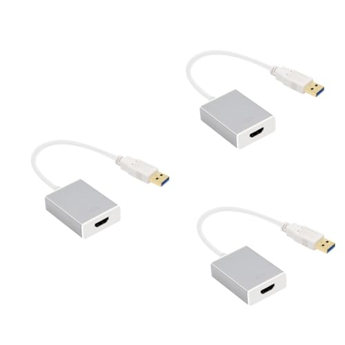 Gatuida 3 Stück 1080p USB 3.0 Auf Adapter Monitor Anschlusskabel Einfach Zu Verwenden Für Pc Laptop Projektor Silber Multi-System Kompatibel von Gatuida
