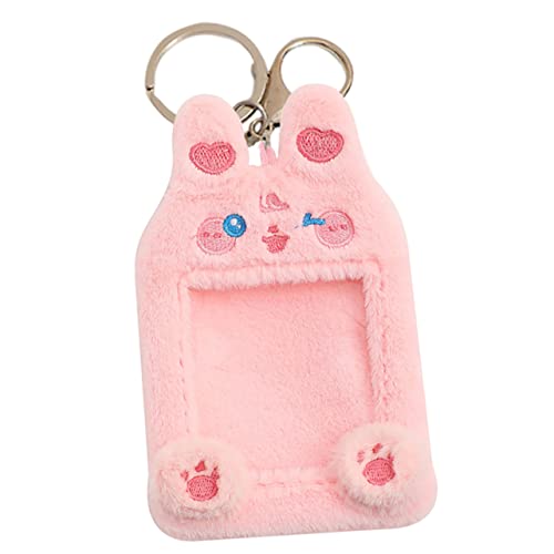 Gatuida Tierkartenhalter Schlüsselbund Dekorationen Tiere Schlüsselanhänger mit Kartenhülle Cartoonkarte Netter Schlüsselbund Cartoon -ID -Kartenärmel süßer Fotokartenhalter Stoff Rosa von Gatuida