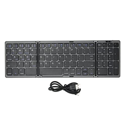 Faltbare Bluetooth-Tastatur, Bluetooth-Tastatur Im Taschenformat Mit Zifferntaste, 81 Tasten, Batteriebetrieben, Typ-C-Schnittstelle, Wiederaufladbar, Ultraschlanke Klapptastatur in Voller Größe von Gavigain