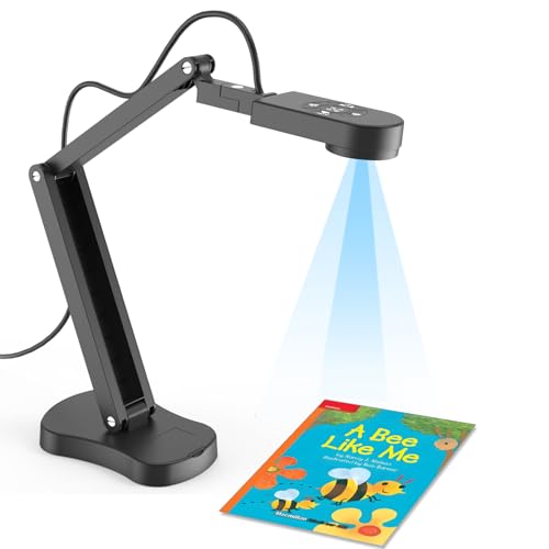 Gawervan USB Dokumentenkamera, 8MP Dokumentenkamera Schule für Lehrer mit Mikrofon, LED-Licht mit 3 Stufen, Umkehrung von Bild Oben und Unten, Links und Rechts für Lernen, Videoaufnahme von Gawervan