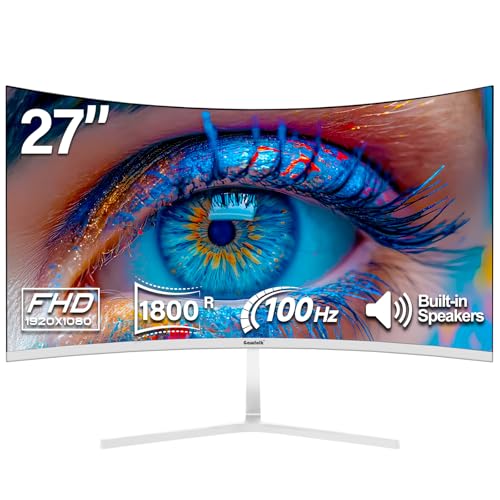 Gawfolk PC-Monitor 27 Zoll Full HD (1920 x 1080), 100 Hz, 1 ms, 1800R Eye Care und FreeSync, unterstützt VESA – idealer PC-Monitor HDMI, VGA, Augenschutz, neigbar, VESA 75 x 75, Schwarz von Gawfolk