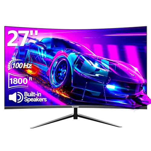 Gawfolk PC-Monitor 27 Zoll Full HD (1920 x 1080), 100 Hz, 1 ms, 1800R Eye Care und FreeSync, unterstützt VESA – idealer PC-Monitor. HDMI, VGA, Augenschutz, neigbar, VESA 75 x 75 von Gawfolk