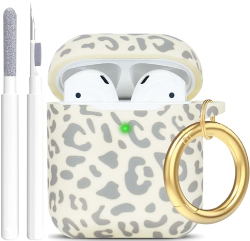 Gawnock Silikon-Schutzhülle mit Leopardenmuster, kompatibel mit Airpods-Hülle, flexibel, kompatibel mit Airpods der 2. / 1. Generation, Druckabdeckung für Damen und Mädchen, mit Schlüsselanhänger, Gawnock Silikon-Schutzhülle mit Leopardenmuster, kompatibel mit Airpods-Hülle, flexibel, kompatibel mit Airpods der 2. / 1. Generation, Druckabdeckung für Damen und Mädchen, mit Schlüsselanhänger, von Gawnock
