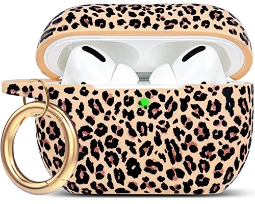 Khaki Leopard Silikon Airpods Pro Hülle 2019, Gawnock Soft Case Cover Flexibel für iPod Pro Hülle Blumendruck Cover für Frauen Mädchen mit Schlüsselanhänger - Khaki Leopard Gepard von Gawnock