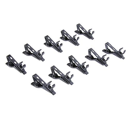 Pack / 10pcs Metall Mikrofon Mic Clips Klemmen Für Interview Meeting Lectures Online Chat - Schwarz 6,35 mm von Gazechimp