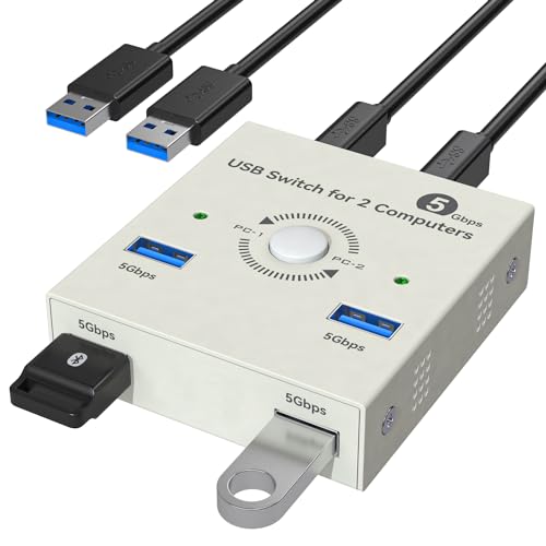 USB 3.0 Switch 2 Computer Sharing USB A 4 Port USB Switcher Sharing Tastatur und Maus, Drucker/Scanner USB Switch Hub für zwei Computer mit 2 USB 3.0 Kabeln USB 3.0 Switch 2 Computer Sharing USB A 4 Port USB Switcher Sharing Tastatur und Maus, Drucker/Scanner USB Switch Hub für zwei Computer mit 2 USB 3.0 Kabeln von Gazetek