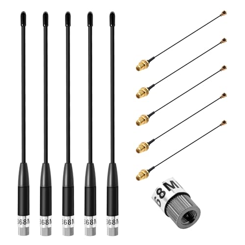Gbformat 868MHz LoRa Antenne 10dBi Gain für Meshtastic LoRa Long Range Soft Whip-Antenne, SMA Stecker 195mm + (U.FL IPX) auf SMA Buchse Kabel für ESP32, LoRa 32 V3, LoRa32u4 II (5 Stück) von Gbformat