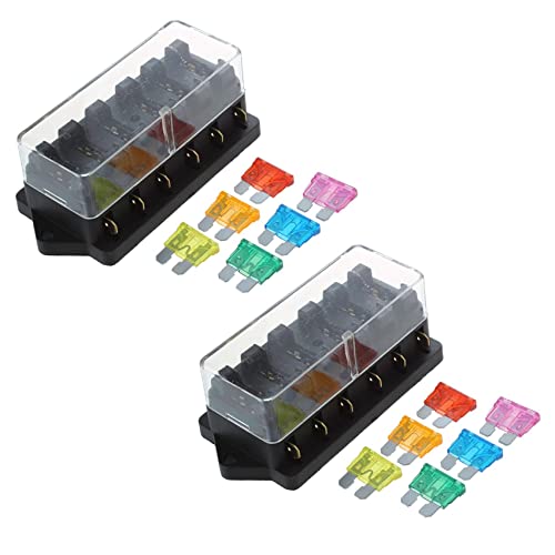 Gbloodst 2X 6-Weg Sicherungshalter Box Auto Fahrzeug Schaltung Klinge Box Block + Sicherung von Gbloodst