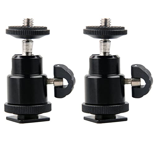 Gbloodst 2X Aluminium Legierung Mini Kugelkopf 1/4 Halterung mit Blitzschuh für DSLR SLR Dc Kamera Mini Dv Monitor Etc von Gbloodst