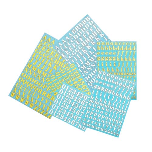 Gbloodst 6 Blätter 9mm Buchstaben und Zahlen Aufkleberset Mini-Buchstaben Aufkleber Glitzerlegierung Selbstklebendes Aufkleberset Kit für Epoxidharz von Gbloodst