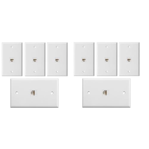 Gbloodst Packung mit 8 Ethernet-Wandplatten mit 1 Port, Klinkenstecker mit Inline-Koppler-Einsatz, Buchse A, RJ45-Buchse von Gbloodst