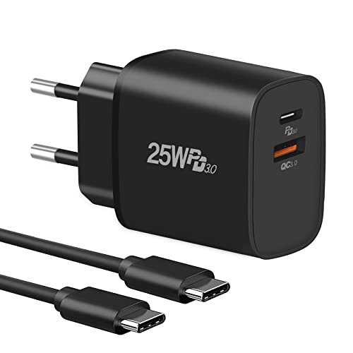 25W USB C Ladegerät, Super Schnellladegerät Ladestecker für Samsung S23, S23+, S23 Ultra,S22+, S22 Ultra, S21 Ultra, S20 Ultra, A13, A53 5G, Tab S8 S6, Gtscnn PPS PD3.0 Dual Port mit 2m Type C Cable von Gcstnn