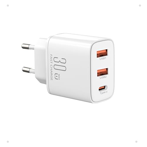 30W USB C Ladegerät 3 Ports, Gcstnn Schnellladegerät PPS PD3.0 Kompatibel mit Google Pixel 8, 8Pro, 8a, 7, 7Pro, 7a, 6,6Pro,6a, Google Pixel Watch, iPhone 14/15 Pro Max, Galaxy, Xiaomi Handy Netzteil von Gcstnn