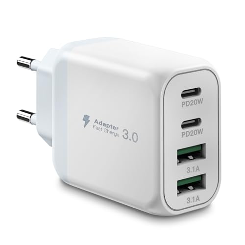 40W USB C Ladegerät, Gcstnn Schnellladegerät 4 Port PD3.0 QC3.0 USB C Ladestecker für iPhone 15 Plus 14 Pro Max 13 Pro 12 Mini 11 SE XS XR 8, Samsung, Xiaomi Handy Ladegerät. von Gcstnn