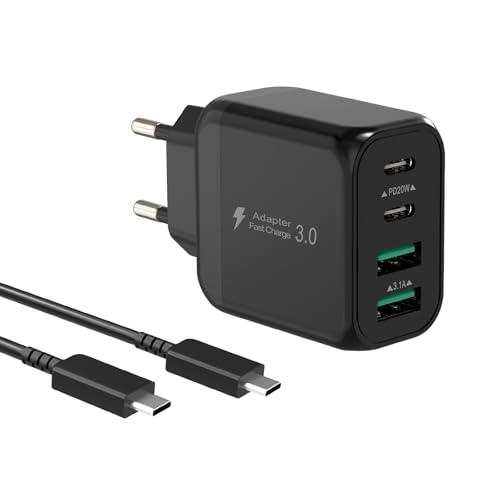 40W USB C Ladegerät, Gcstnn Schnellladegerät mit 2M 3A Type-C Kable 4 Port PD3.0 QC3.0 USB C Ladestecker für iPhone 15 Plus 14 Pro Max 13 Pro 12 Mini, Samsung, Xiaomi Handy Ladegerät-Schwarz 40W USB C Ladegerät, Gcstnn Schnellladegerät mit 2M 3A Type-C Kable 4 Port PD3.0 QC3.0 USB C Ladestecker für iPhone 15 Plus 14 Pro Max 13 Pro 12 Mini, Samsung, Xiaomi Handy Ladegerät-Schwarz von Gcstnn