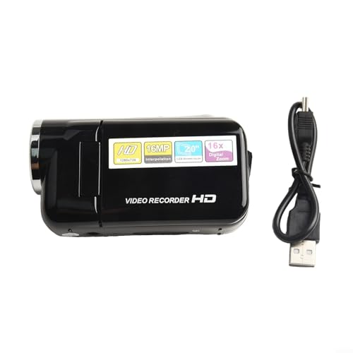 Gdfnmogo 16MP Digitalkamera 2,4 Zoll HD-Bildschirm 1080P Videoaufnahme 16X Zoom Drehbares Display Kompakte Tragbare Elektronische Kamera Digitalkamera (Schwarz) von Gdfnmogo