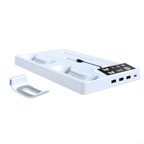 Gdfnmogo Kühlstation & Controller-Ladegerät für PS5 Pro Konsole mit 3-stufig verstellbarem Lüfterableitungssystem, Gaming-Zubehör, Ständer, Weiß / Schwarz (Weiß) von Gdfnmogo