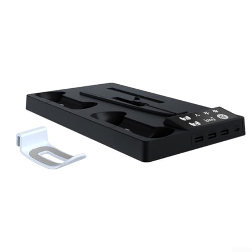 Gdfnmogo Kühlstation & Controller Ladegerät für PS5 Pro Konsole mit 3-stufig verstellbarem Lüfterableitungssystem Gaming Zubehör Ständer Weiß Schwarz (Schwarz) von Gdfnmogo