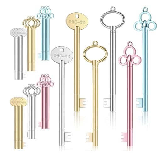 24 Stück Schlüssel Stift,Schlüsselstift,0.5mm Schlüssel Stift,Schlüsselform-Stift,Key Shape Pen,Vintage Schlüsselform Gel Pen,Vintage Schlüssel Stift,für Home, Schule, Büro (Gold) von Geaanen
