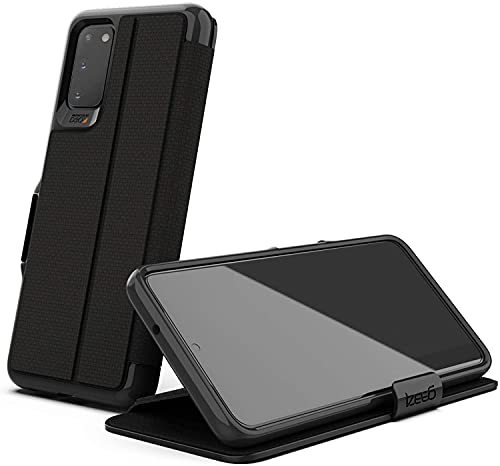 Gear4 Oxford Eco Folio Designed für Samsung Galaxy S20 Hülle, Schutzhülle Geschützt durch D3O Handyhülle, Recycling-Kunststoff Booklet-Hülle - Schwarz von Gear4