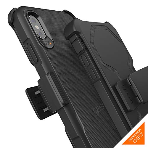Gear4 Platoon Schutzhülle mit Hightech-Aufprallschutz und Holster [D3O-geschützt], extrem robust und schützend, für iPhone XS Max - Schwarz von Gear4