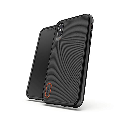 ZAGG Battersea D30 Protective Case for Apple iPhone X/XS, Hard, Slim, Shockproof, Wireless Charging (Black) von Gear4