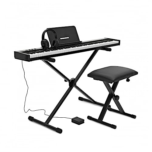 Digitales Piano Keyboard mit 88 anschlagdynamischen Tasten, Bluetooth Ständer, Bank und Kopfhörer VISIONKEY-100 von Gear4Music