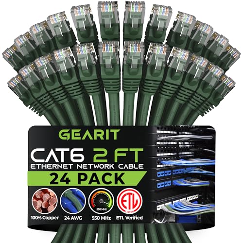 Gear It 2CAT6E-GREEN-24PK HDMI-Kabel, 2 Feet (24-Pack), grün, Stück: 1 von GearIT