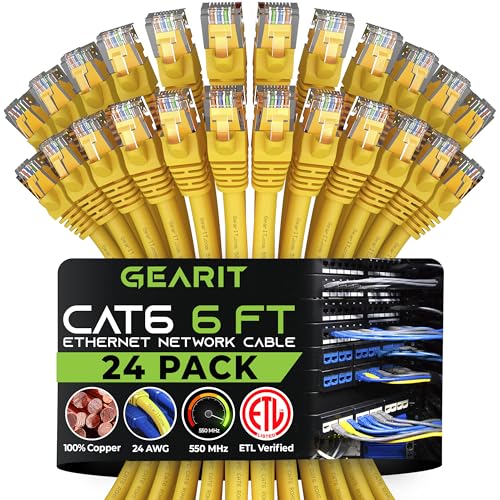 Gear It 6CAT6E-YELLOW-24PK HDMI-Kabel, 6 Feet (24-Pack), gelb, Stück: 1 von GearIT
