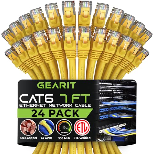 Gear It 7CAT6E-YELLOW-24PK HDMI-Kabel, 7 Feet (24-Pack), gelb, Stück: 1 von GearIT