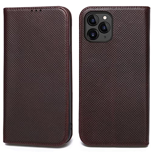 Echt Leder Hülle für iPhone 12/12 Pro (6,1"), Vintage Wallet Lederhülle mit Kartenfächer Magnetverschluss Standfunktion Handyhülle Schutzhülle Ledertasche Flip Case Klapphülle Tasche - Braun von Gebei