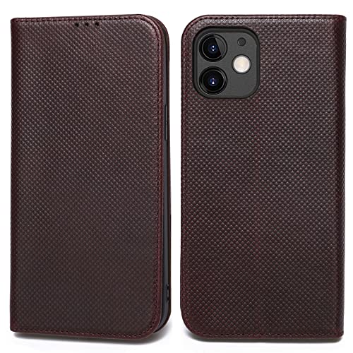 Echt Leder Hülle für iPhone 12 Mini (5,4"), Vintage Wallet Lederhülle mit Kartenfächer Magnetverschluss Standfunktion Handyhülle Schutzhülle Ledertasche Flip Case Klapphülle Tasche - Braun von Gebei