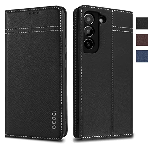 Hülle Echt Leder für Samsung Galaxy S21 FE 5G - Premium Echte Lederhülle mit Standfunktion Kartenfach Magnetverschluss Flip Case Ledertasche Handyhülle Schutzhülle Klapphülle – Schwarz Hülle Echt Leder für Samsung Galaxy S21 FE 5G - Premium Echte Lederhülle mit Standfunktion Kartenfach Magnetverschluss Flip Case Ledertasche Handyhülle Schutzhülle Klapphülle – Schwarz von Gebei