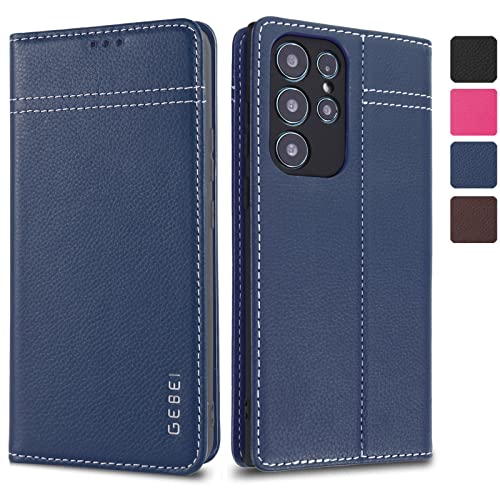Hülle Echt Leder für Samsung Galaxy S22 Ultra 5G - Premium Echte Lederhülle mit Standfunktion und Kartenfach Flip Case Ledertasche Handyhülle Schutzhülle Klapphülle – Blau Hülle Echt Leder für Samsung Galaxy S22 Ultra 5G - Premium Echte Lederhülle mit Standfunktion und Kartenfach Flip Case Ledertasche Handyhülle Schutzhülle Klapphülle – Blau von Gebei